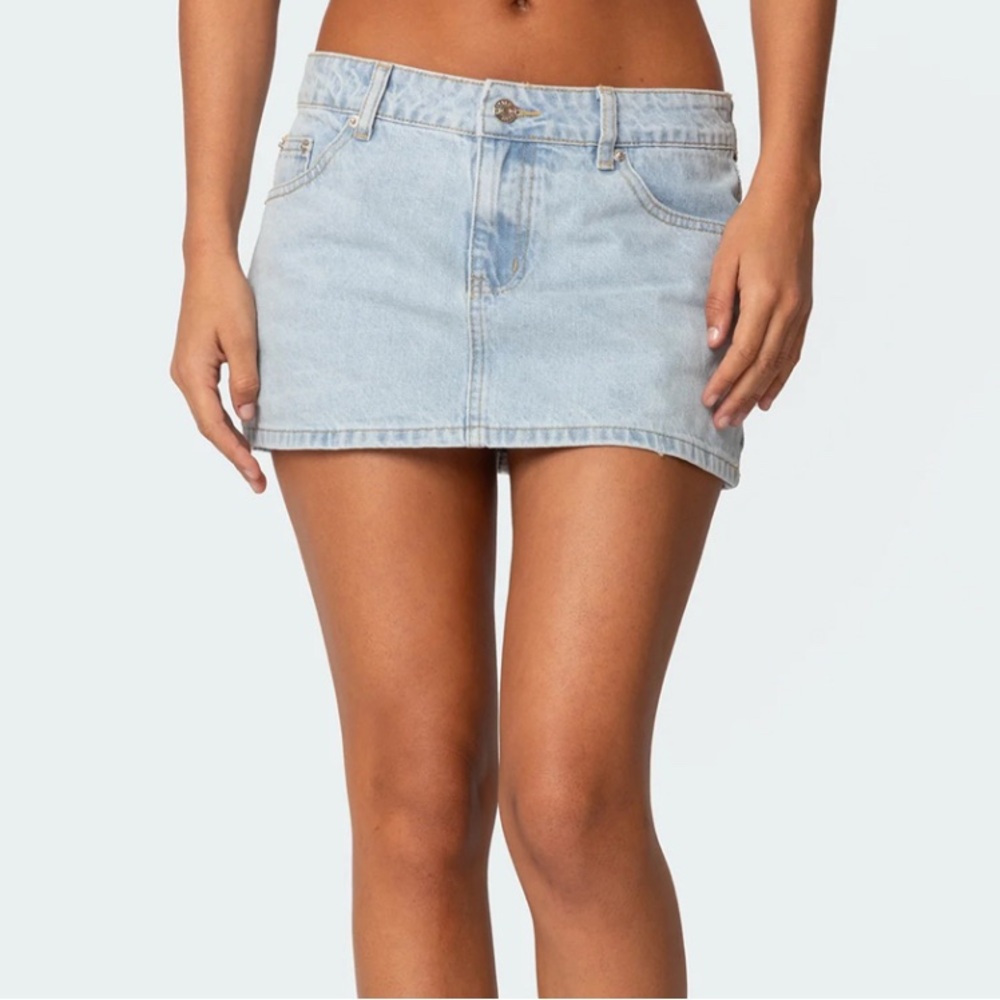 Edikted Denim Micro Skirt